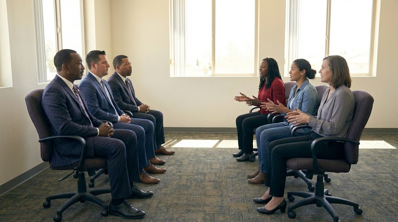Justice-impacted leader speaking directly to legislators