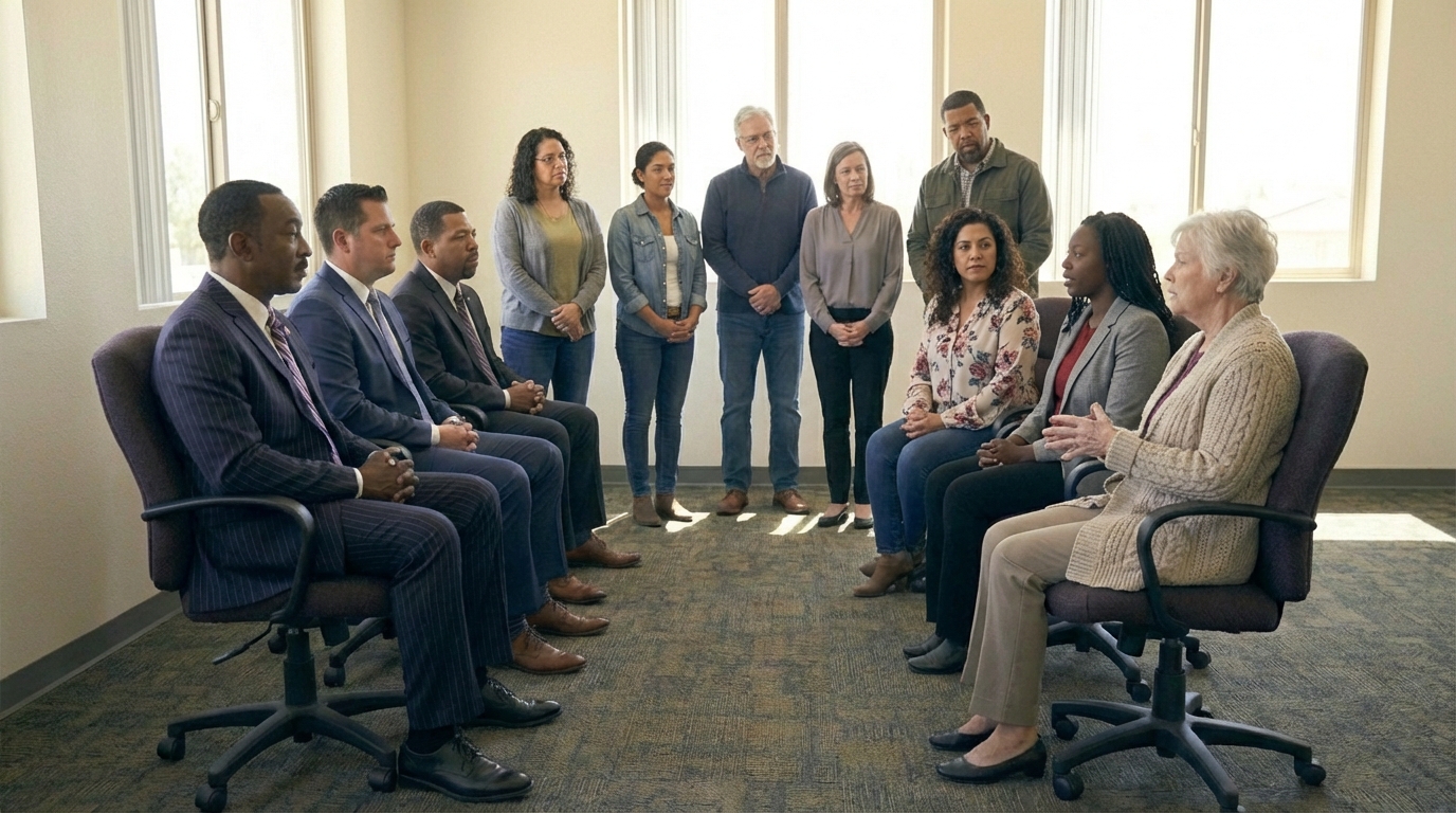 Community members gathered for a listening session