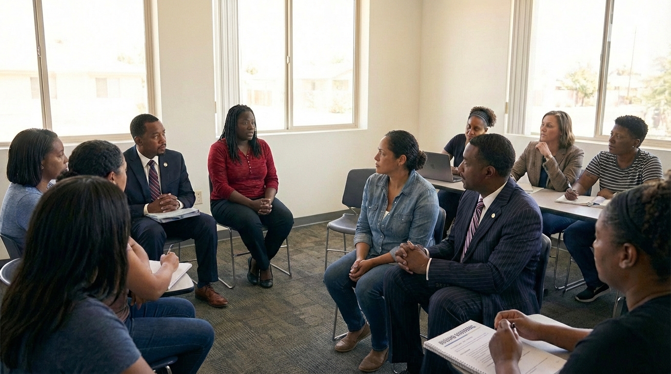 Participants sharing stories during a guided storytelling workshop